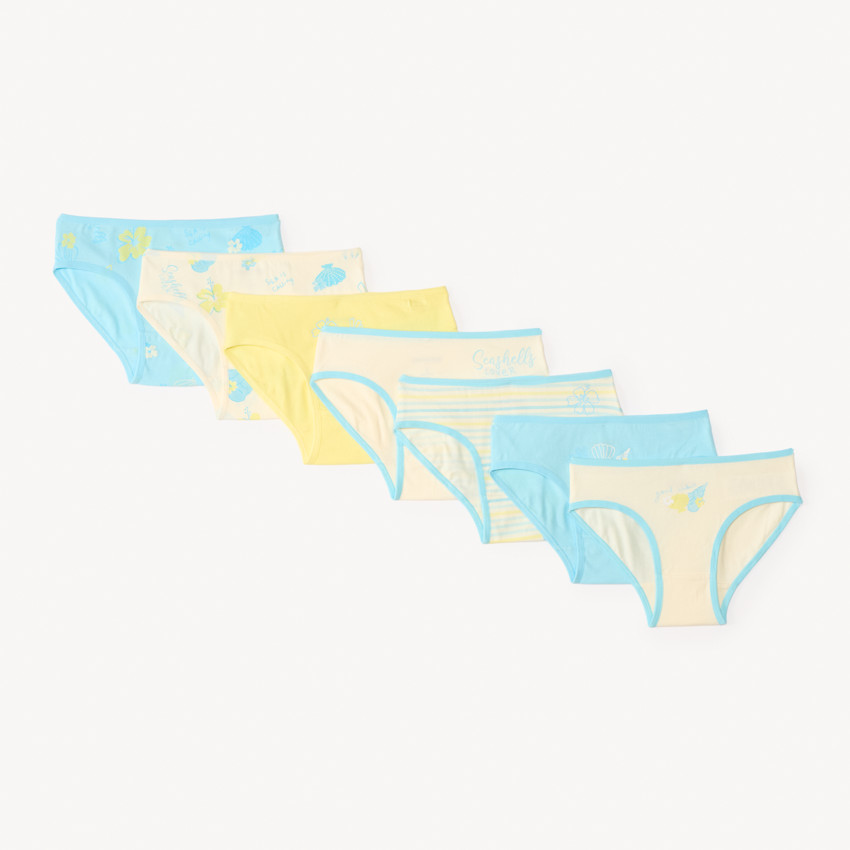 Lote de 7 bragas con estampado de playa para niña. 