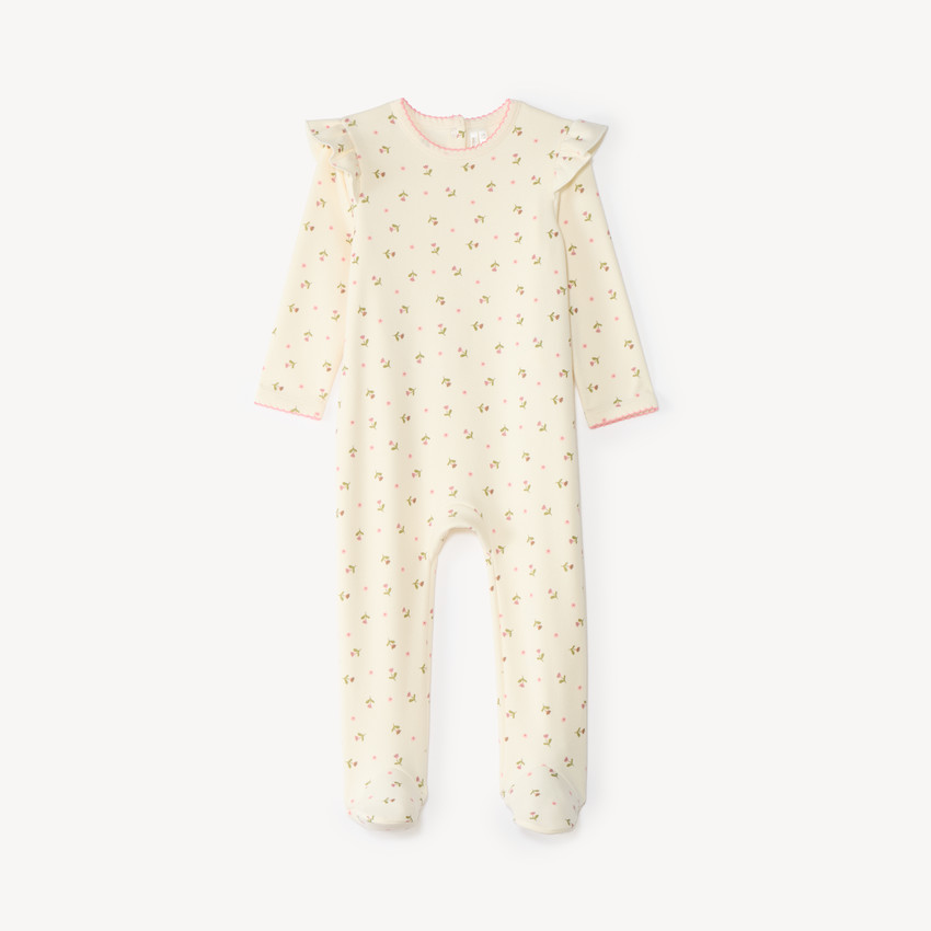 Dors-bien de terciopelo para bebé niña con estampado de flores (terminaciones diferentes según la edad) 