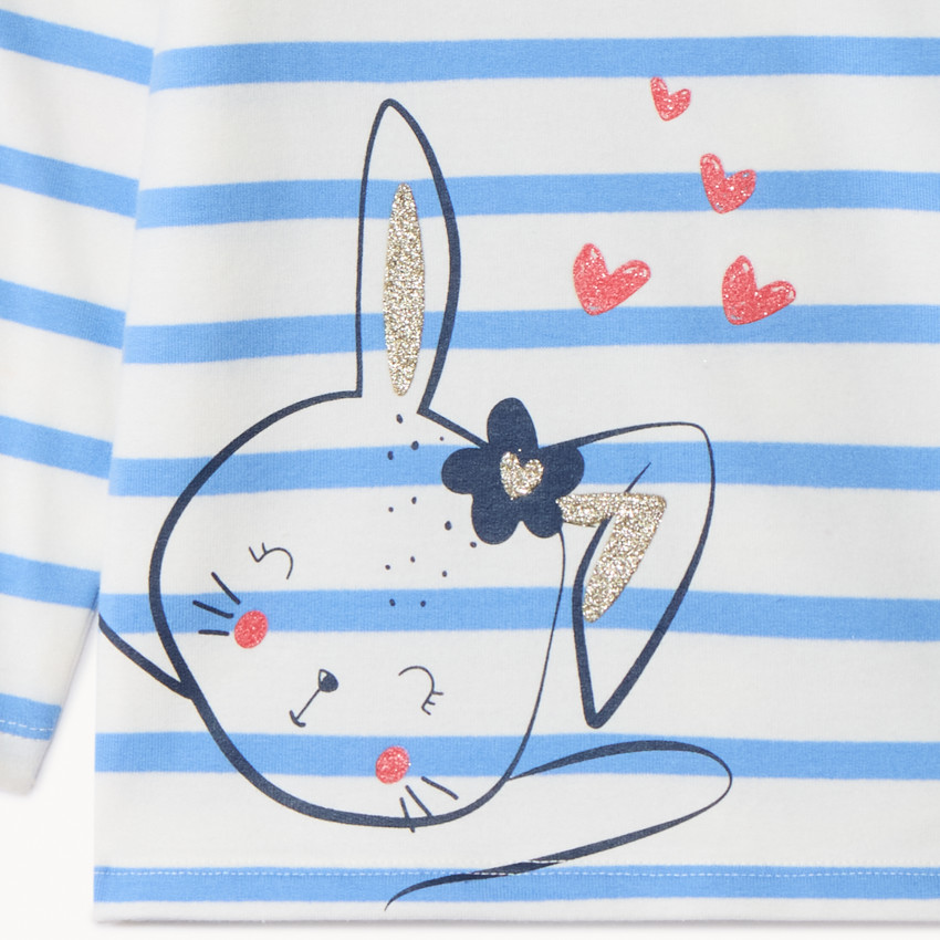 T-shirt manches longues marinière pour bébé fille  