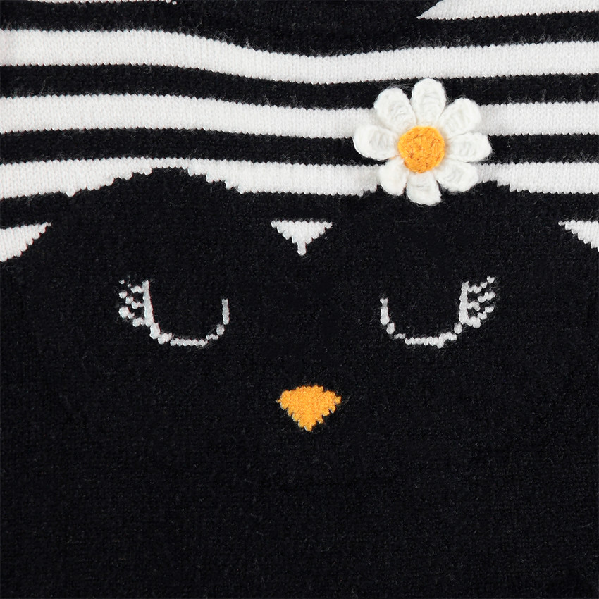 Ensemble avec robe en tricot et bonnet assorti à rayures 