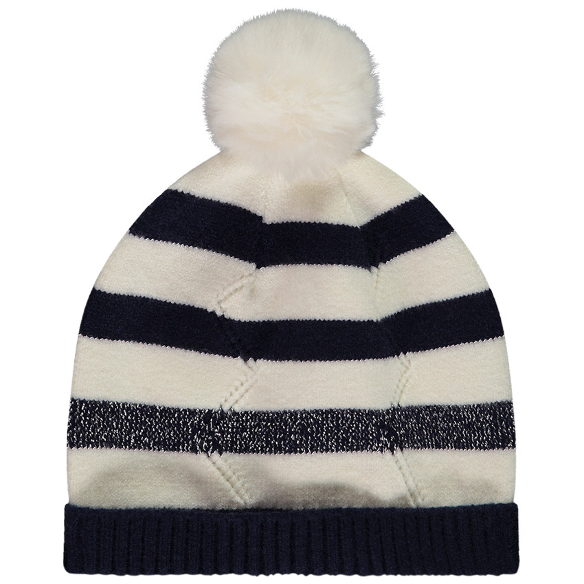 Gorro de punto rayado con pompón para bebé niña  Additional Gorro de punto rayado con pompón para bebé niña