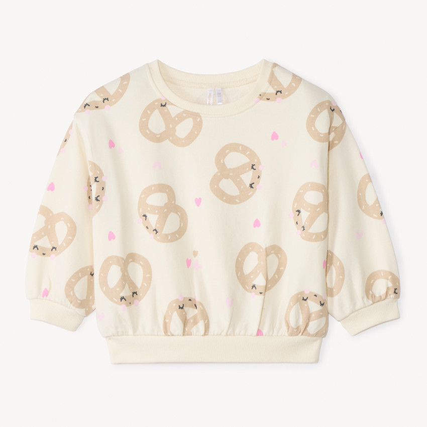 Sudadera de felpa oversize con estampado para niña. 