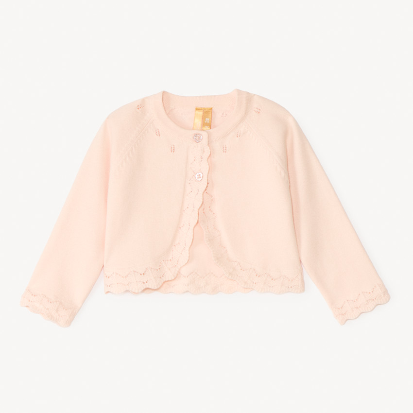 Bolero de punto con volante para niña bebé 