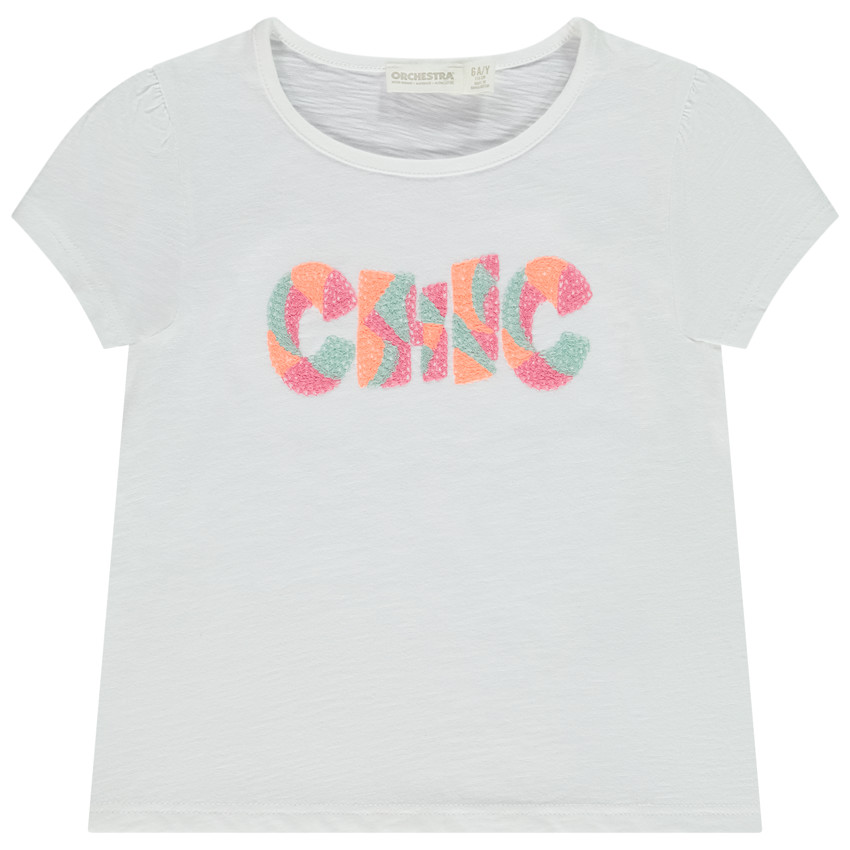 Camiseta manga corta bordado Chic para niña 