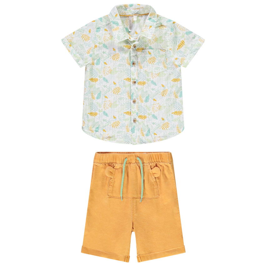 Conjunto 2 piezas estampado hojas para bebé niño 