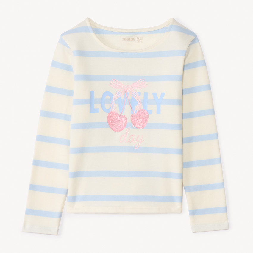 Sudadera de rayas con estampado de cerezas para niña 