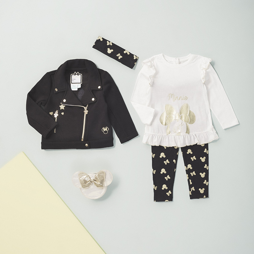 Conjunto de túnica con estampado de Minnie dorado y leggings con estampados all over  Additional Conjunto de túnica con estampado de Minnie dorado y leggings con estampados all over