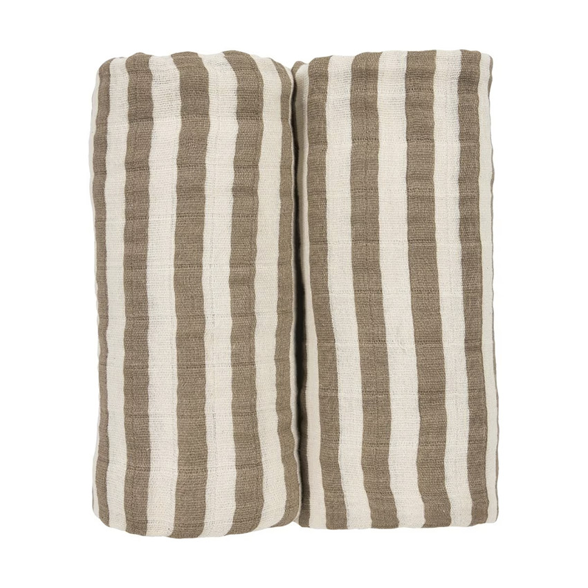 Muselinas pack 2 uds 120x120 cm Stripe Taupe 