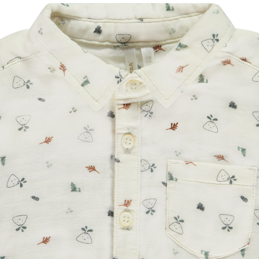 Camisa de gasa de algodón con bolsillo para bebé niño 