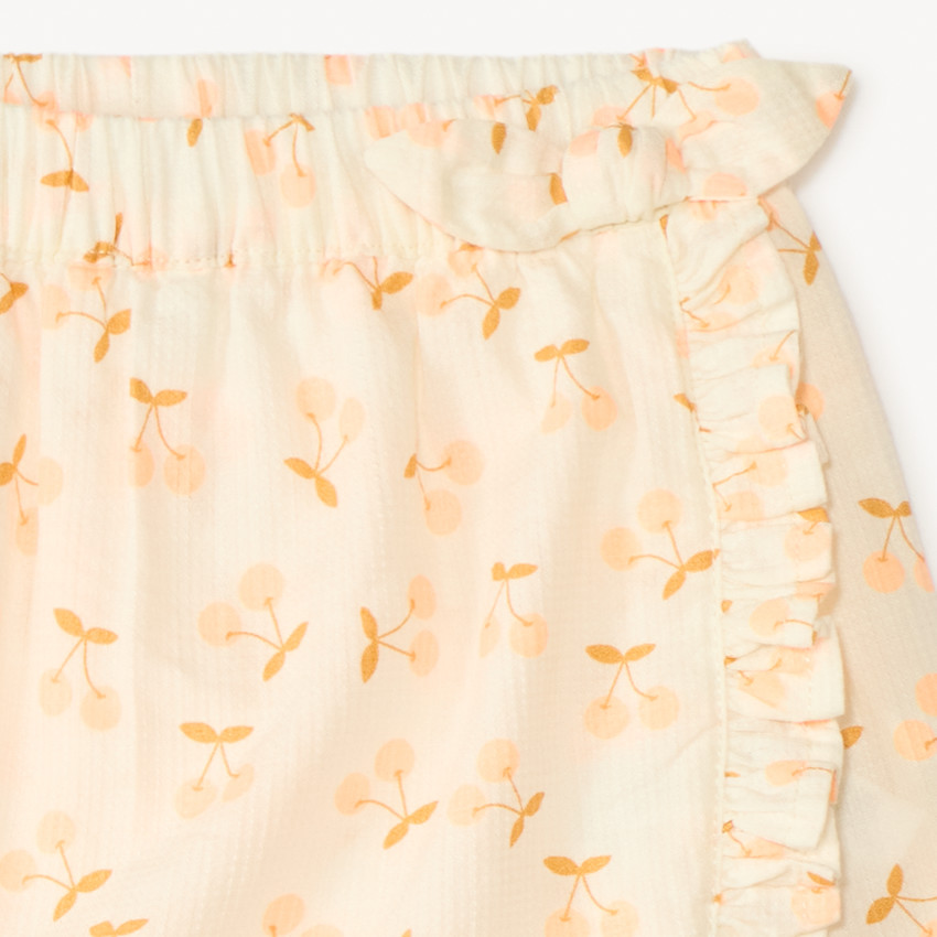 Falda corta con estampado de cerezas para niña bebé 