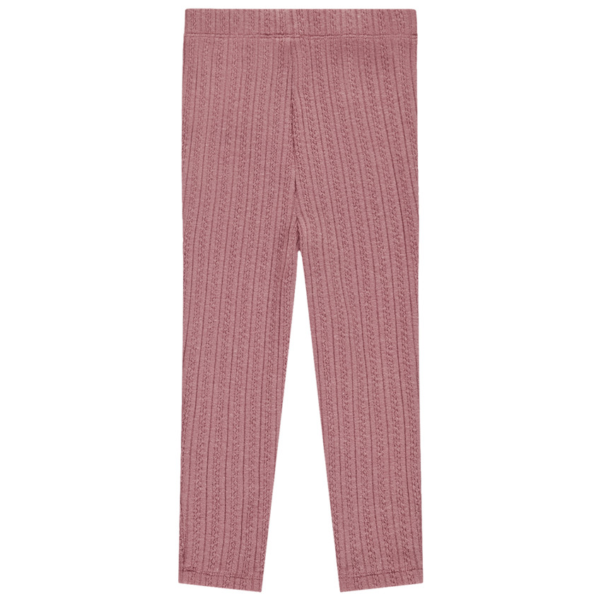 Leggings largos de punto acanalado en color rosa para bebé niña 