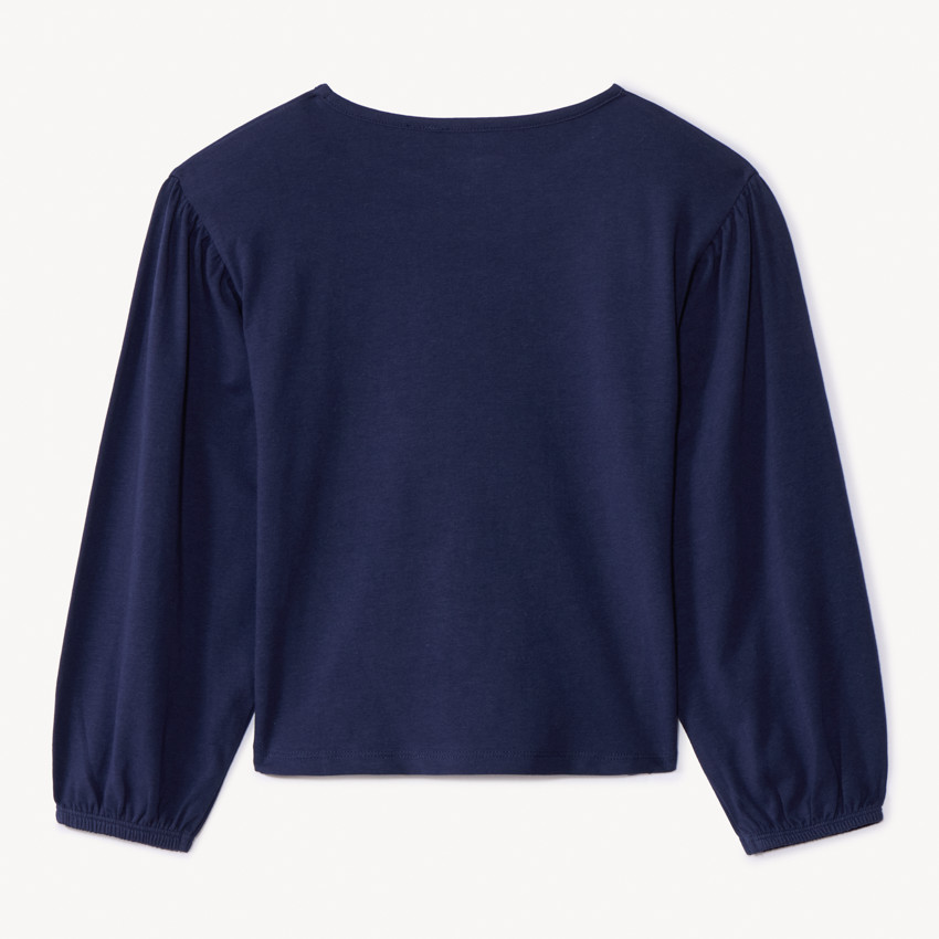 Camiseta de manga larga lisa con estampado fantasía para niña 