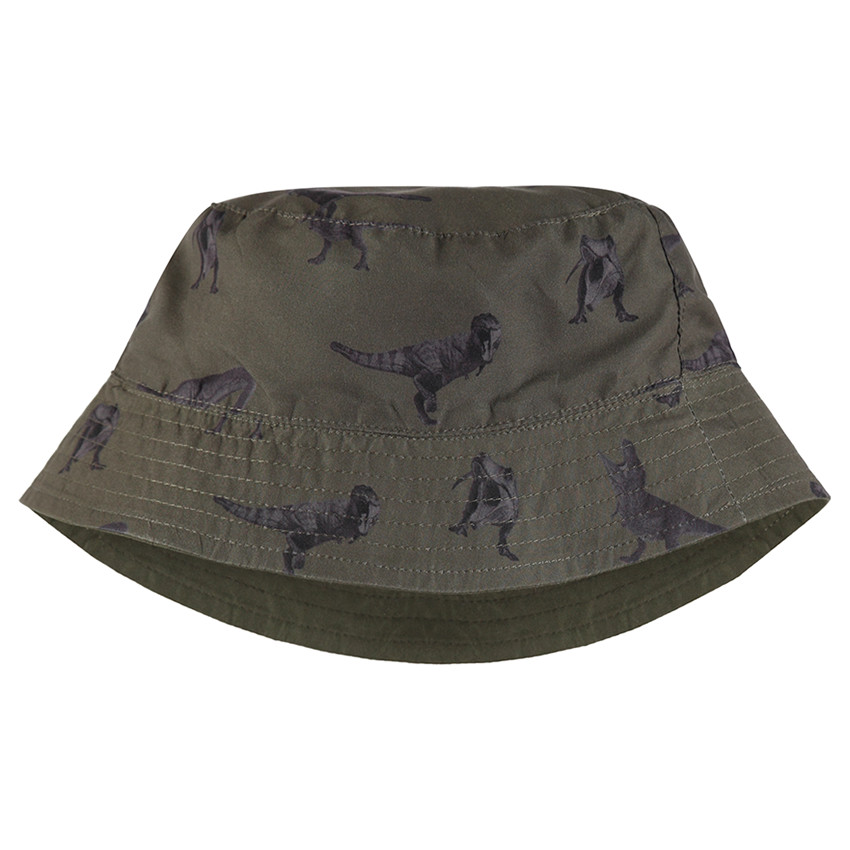 Bob reversible de algodón liso con bolsillo/dinosaurios all over 