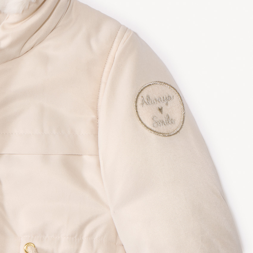 Parka para bebé niña especial frío intenso con capucha forrada en sherpa 