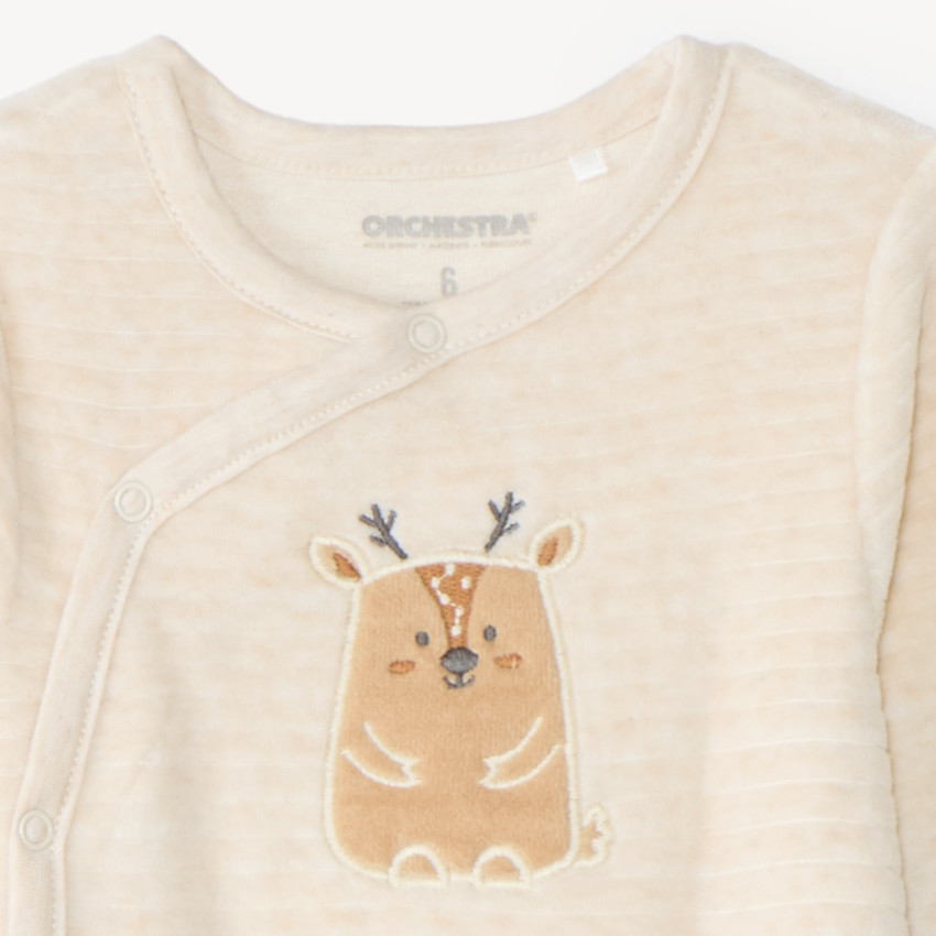 Pijama de felpa para bebé niño con estampados de animales, con acabados diferentes según la edad 