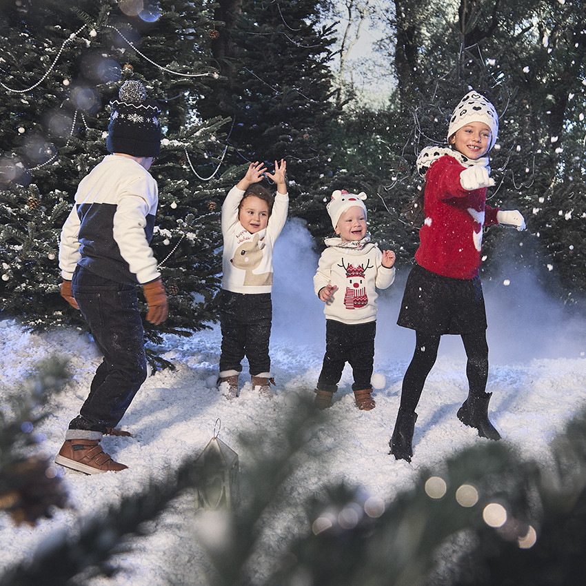 Jersey de punto de terciopelo con estampado de ciervo para bebé niña 