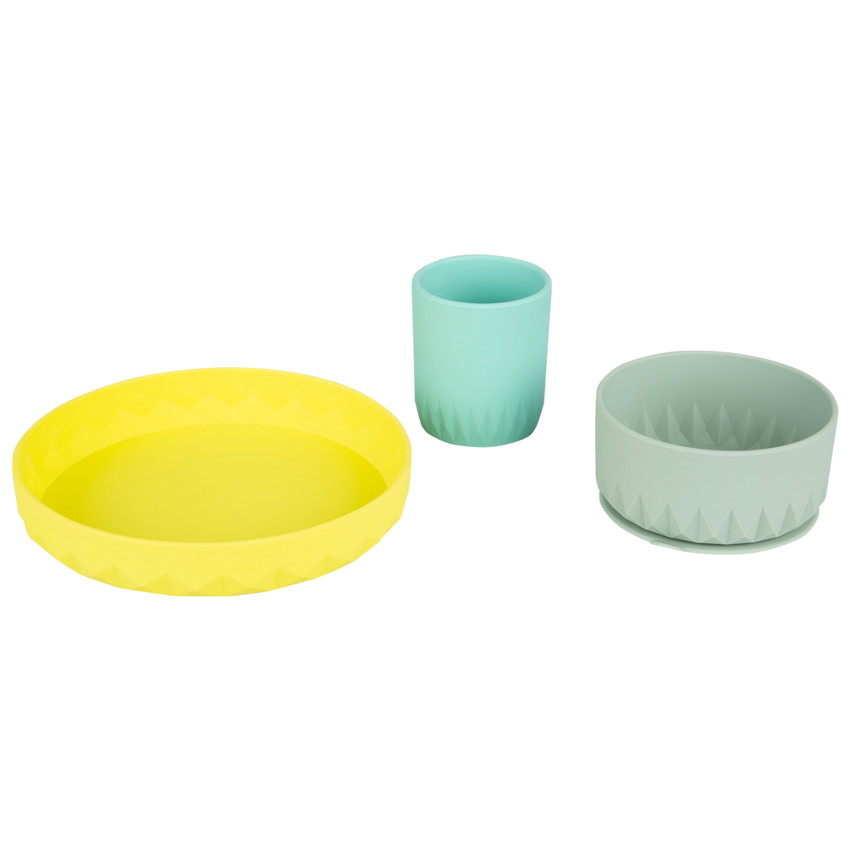 Conjunto para comer de silicona 3 pcs - Origami Main Conjunto para comer de silicona 3 pcs - Origami