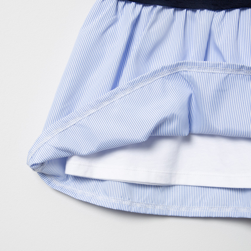 Vestido de manga larga con efecto 2 en 1 con parches cosidos 