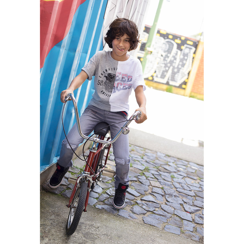 Júnior - Camiseta de manga corta bicolor de punto con estampado 