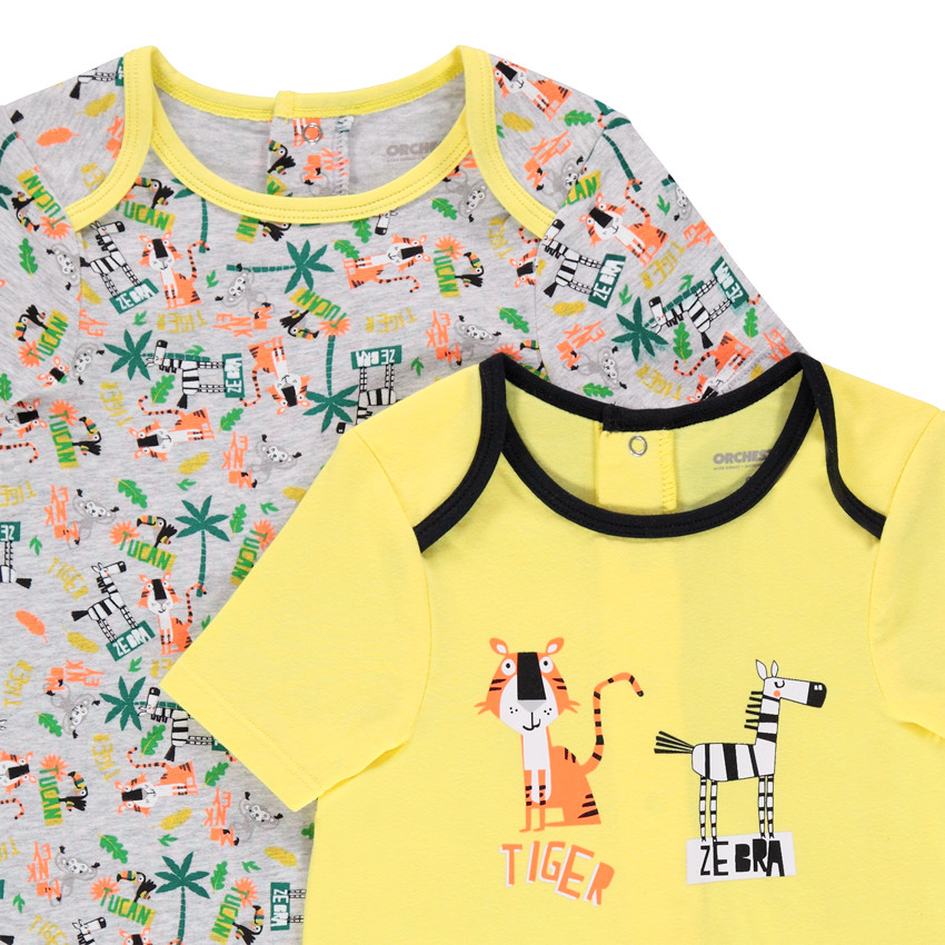 lote de 2 mono cortos  print animales de la jungla 