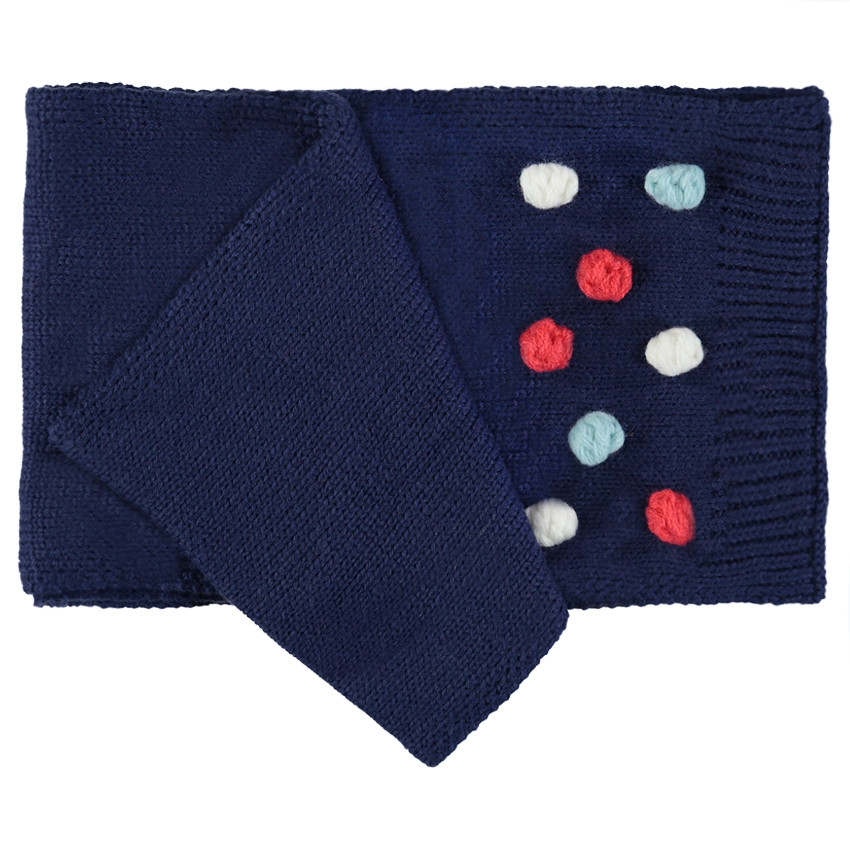 Conjunto de gorro y bufanda con pompones de fantasía. 