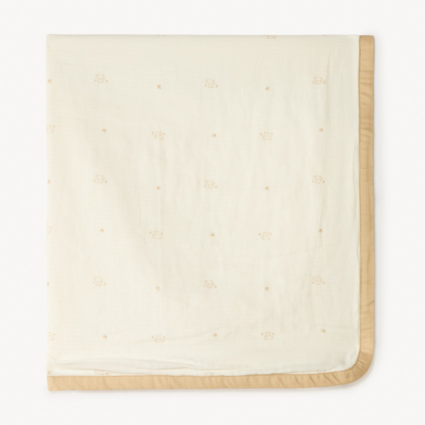 Manta de felpa y tubular con estampado de elefantes para bebé. 