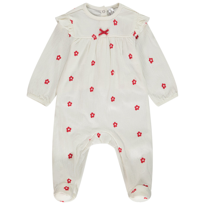 Pelele de punto crinkle estampado floral para bebé niña 