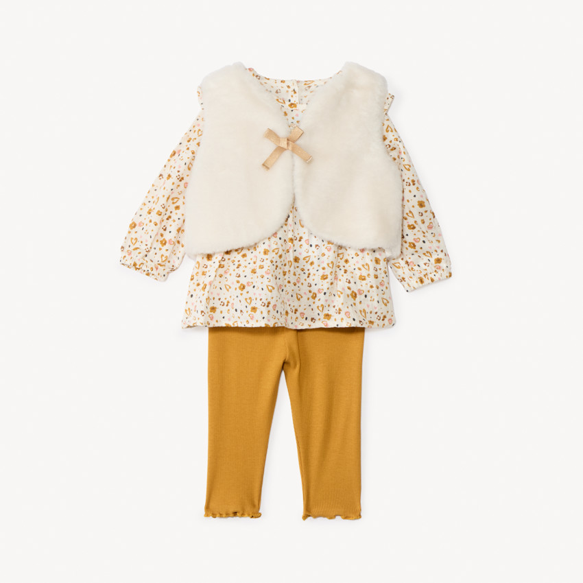 Ensemble 3 pièces avec tunique léopard pour bébé fille 