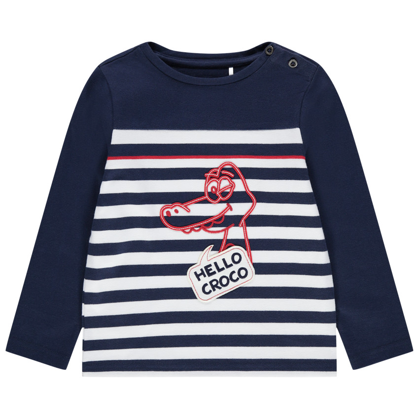 Camiseta marinera con crocodilo bordado 