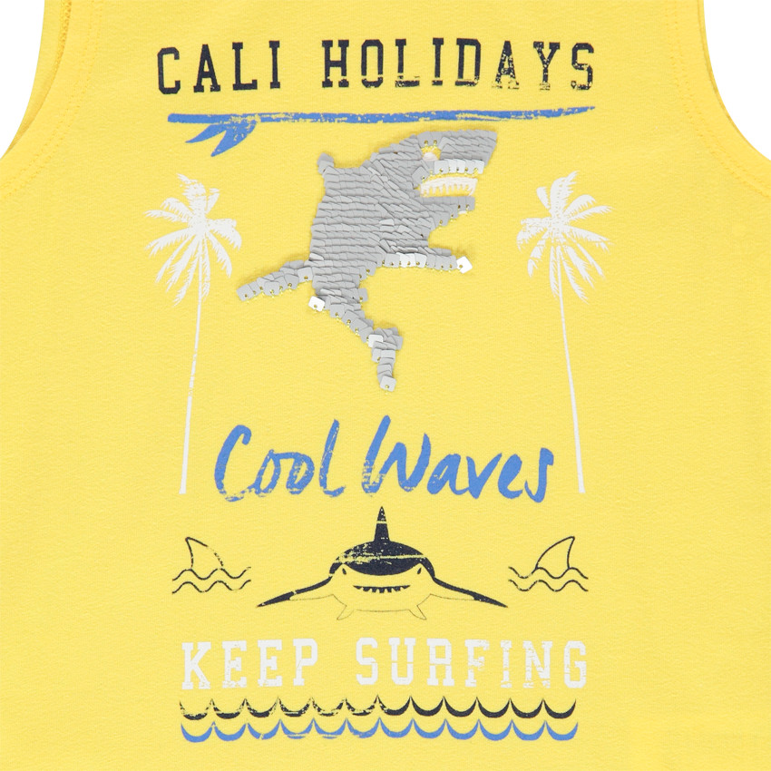 Ensemble avec débardeur print paysage et bermuda effet tie and dye 