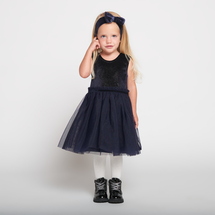 Ropa de fiesta sin mangas efecto 2 en 1 + diadema para niña bebé 