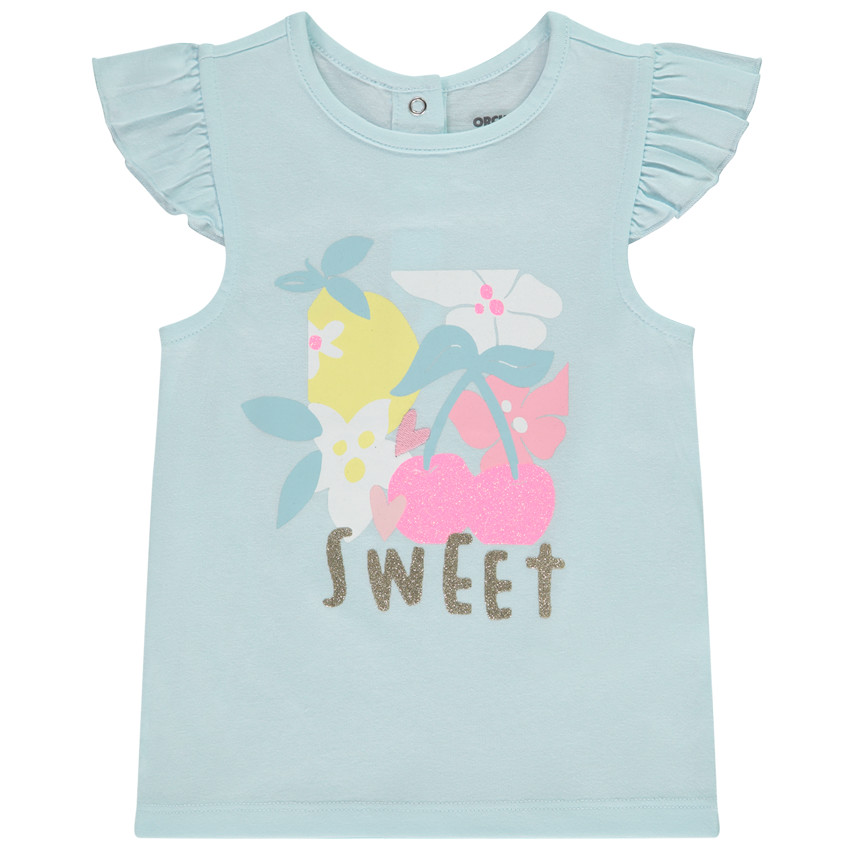 Camiseta de manga corta con estampado de frutas brillantes para bebé niña 