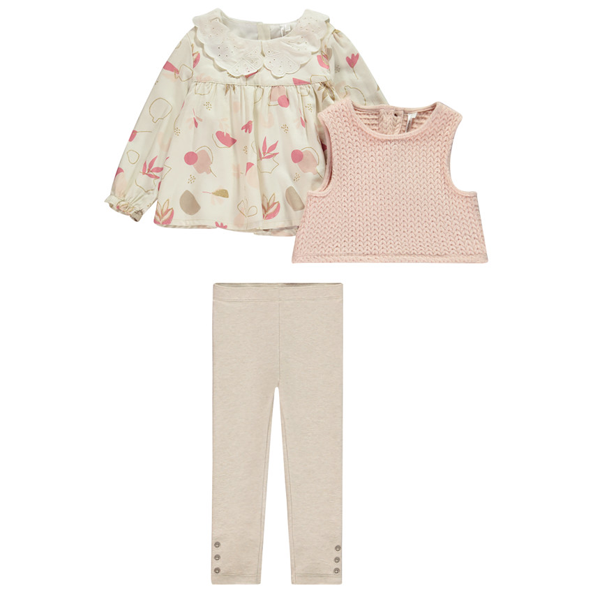 Conjunto de blusa sin mangas y legging liso para bebé niña 