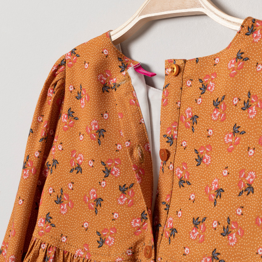 Vestido manga larga con flores all-over 