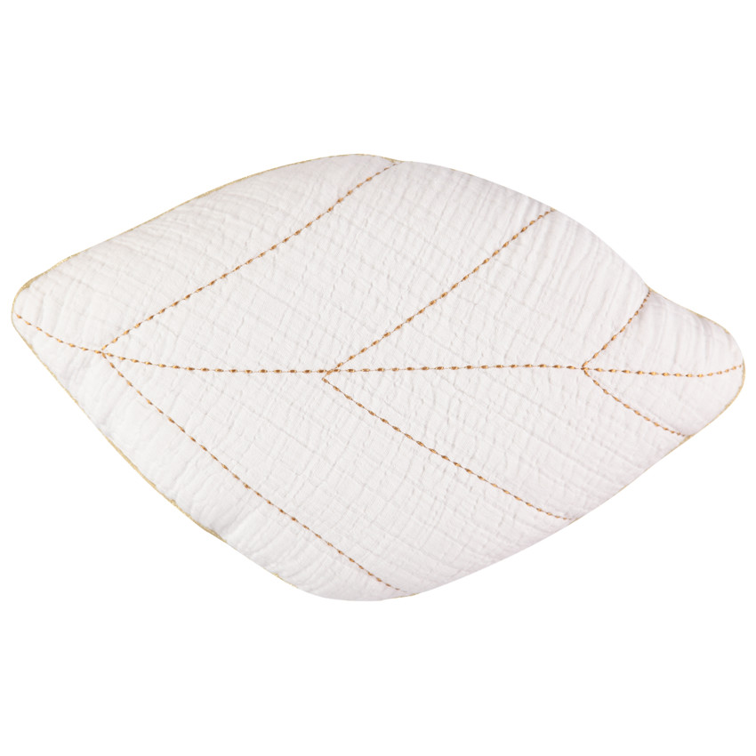 Cojín decorativo en gasa de algodón forma hoja modulable 