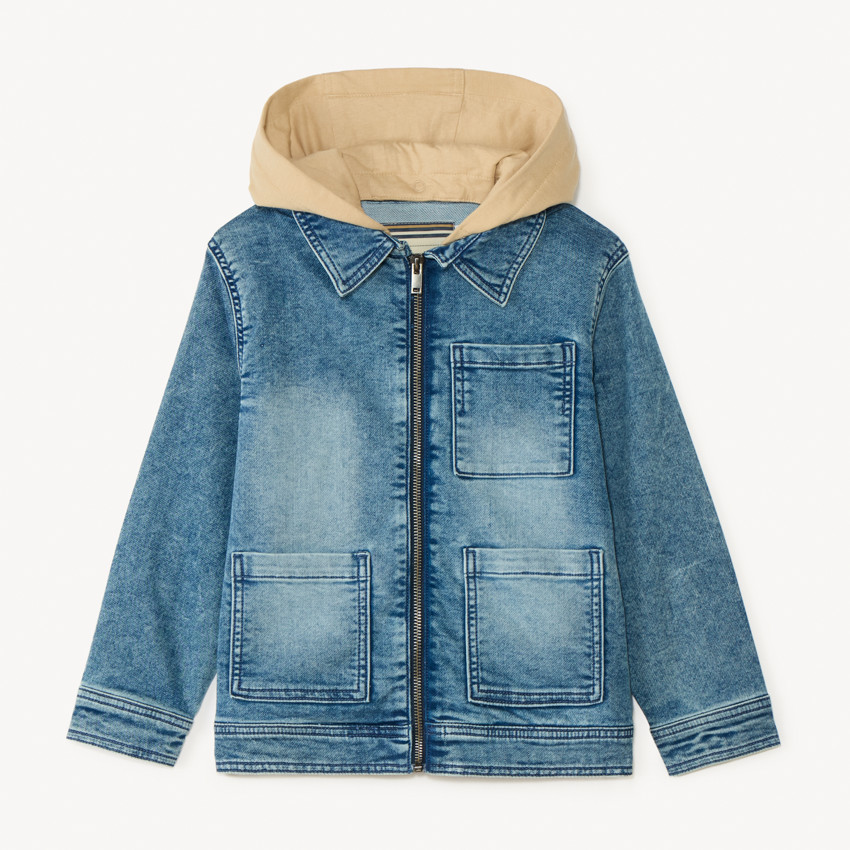 Chaqueta de mezclilla con capucha desmontable para niño 