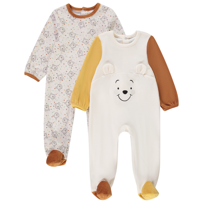 Pack de 2 peleles de terciopelo estampados de Winnie Disney para bebé niño 