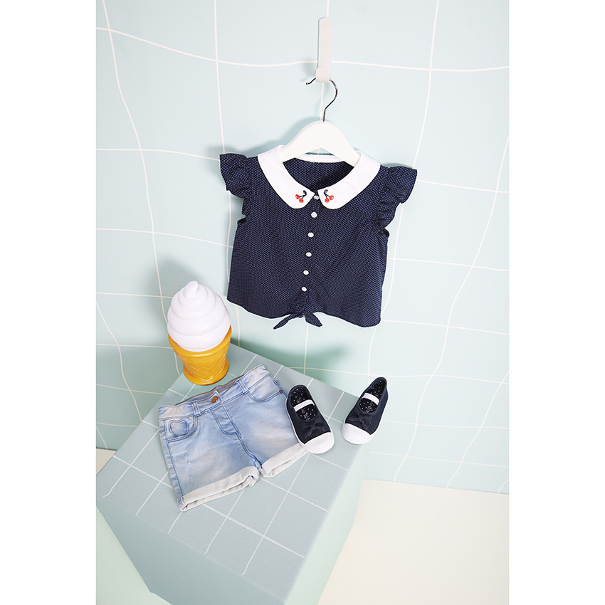 Camisa sin mangas anudada de lunares para bebé niña 