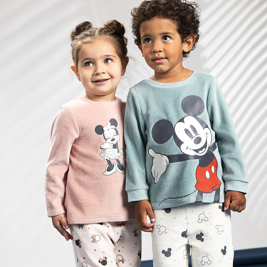 Pijama 2 piezas en terciopelo con estampado de Mouse de para bebé niño