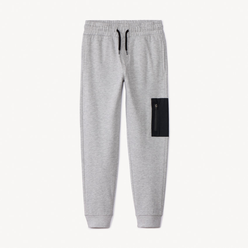 Pantalón jogging de felpa gris jaspeado para niño 