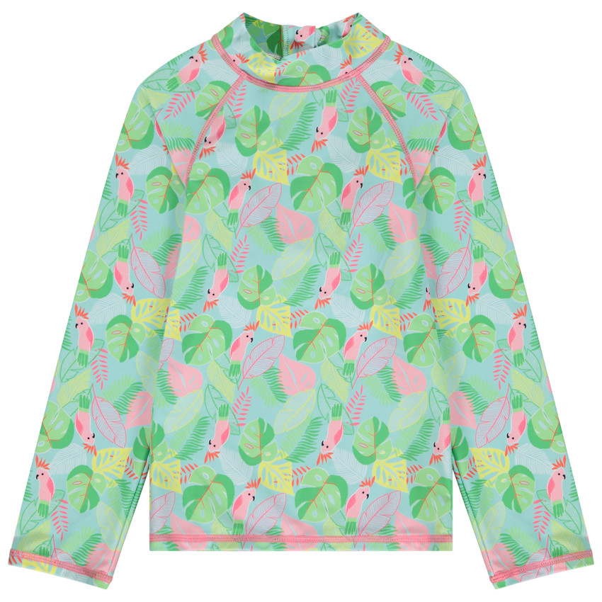 Camiseta de manga larga anti-UV SPF 50+ estampado follaje para niña 