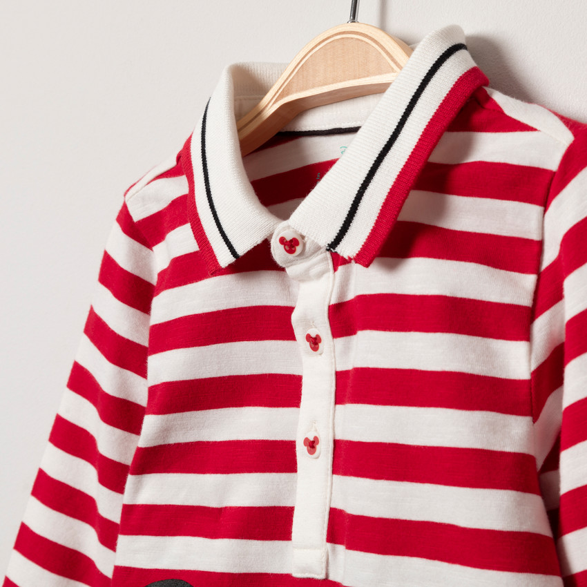 Polo manga larga de algodón bio estampado Mickey Disney 
