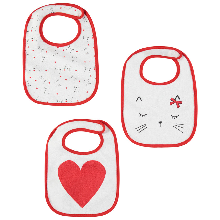 Lote de 3 baberos de esponja estampados con gatos y corazones  Additional Lote de 3 baberos de esponja estampados con gatos y corazones