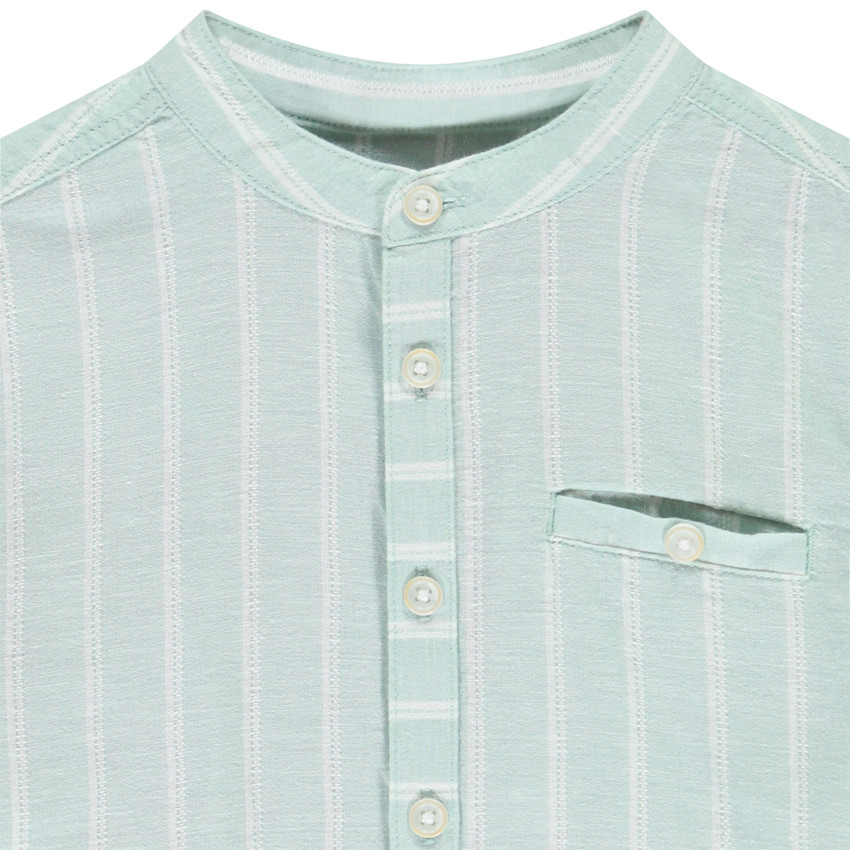 Camisa de manga larga a rayas con cuello mao para niño 