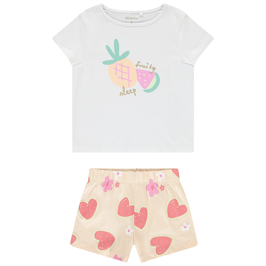 Conjunto de 2 piezas con short estampado de corazones para niña 