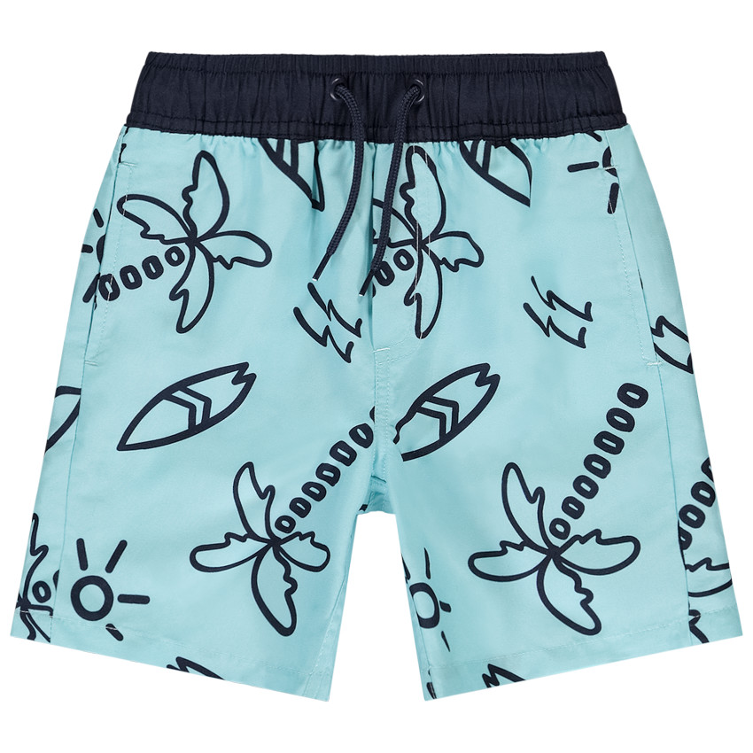 Bañador largo estampado de surf y palmeras para niño 