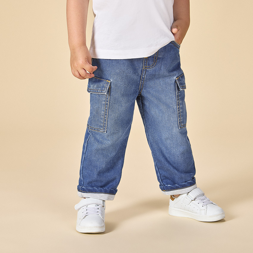 Pantalón de denim con forro de jersey efecto cargo para bebé niño 