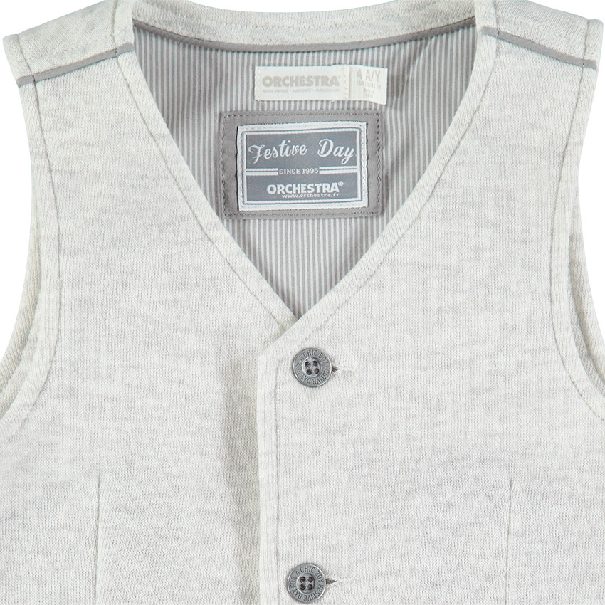 Chaleco tipo camarero con forro de rayas 