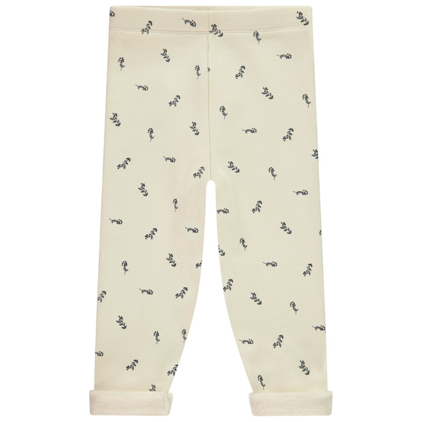 Pantalón de bebé forrado en sherpa con estampado de flores para niña 