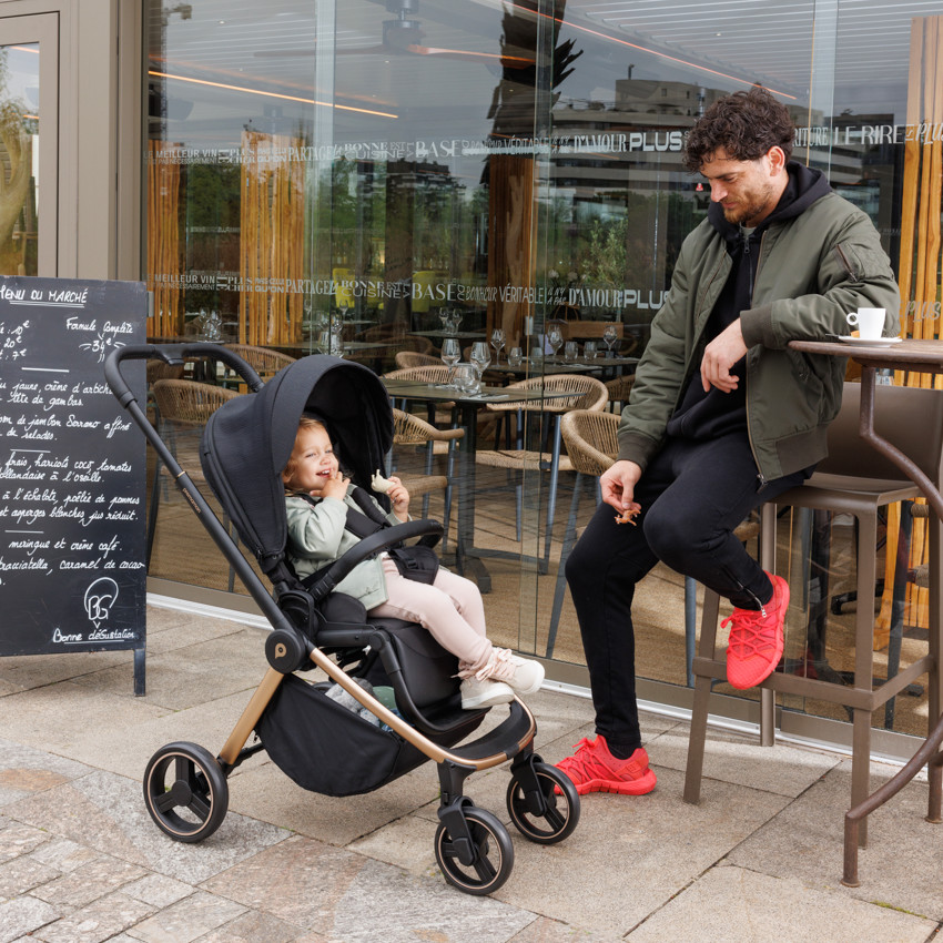 Poussette trio Alba avec nacelle noir/champagne 